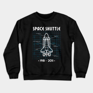 Space Shuttle Rocket Blueprint Spaceship Crewneck Sweatshirt